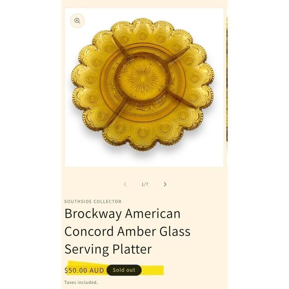 Brockway American Concord Amber Glass Serving Platter five sections and matching - Picture 8 of 10